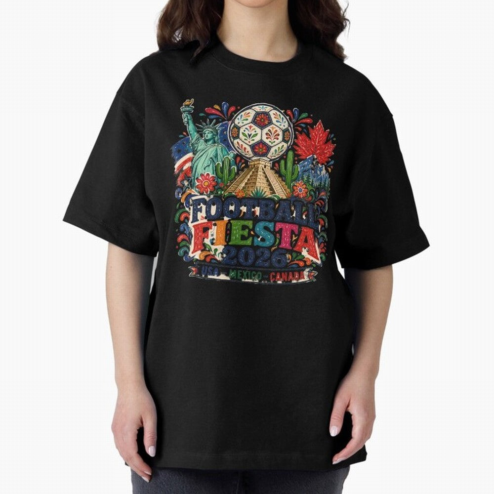 Football Fiesta 2026 Soccer Celebration Art Oversized T-Shirt Build Global Football Passion for FIFA World Cup 2026, Inspired by Messi, Neymar and Mbappe, England and Germany, Football History, Final Match Energy, Crowd Noise and Once in a Lifetime