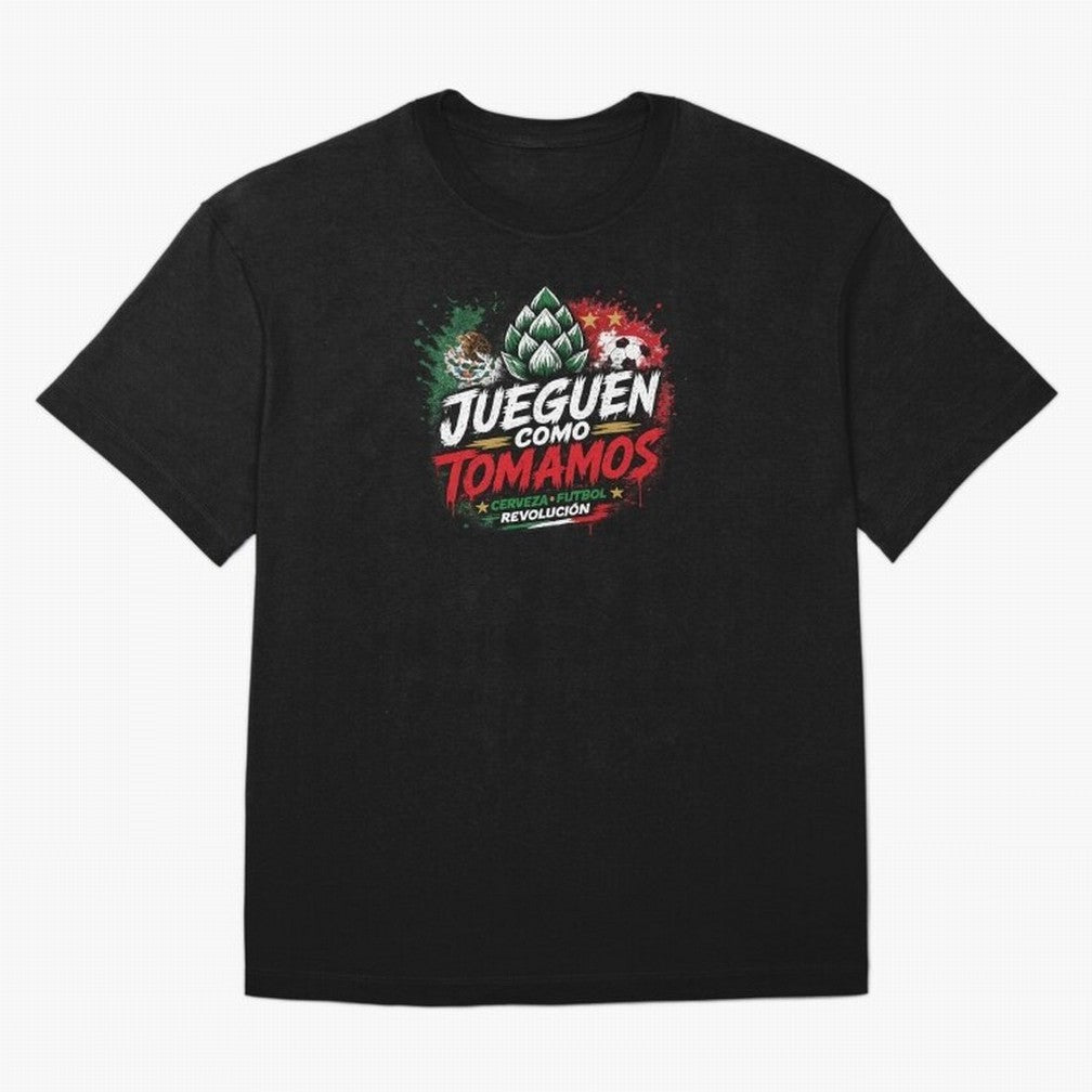 Jueguen Como Tomamos Futbol Cervecero Oversized T-Shirt Celebrate Classic Football Spirit in the FIFA World Cup 2026 USA Canada Mexico Journey through Cristiano Ronaldo Highlights, France and Portugal Pride, Game Day Rituals, Football Legends,