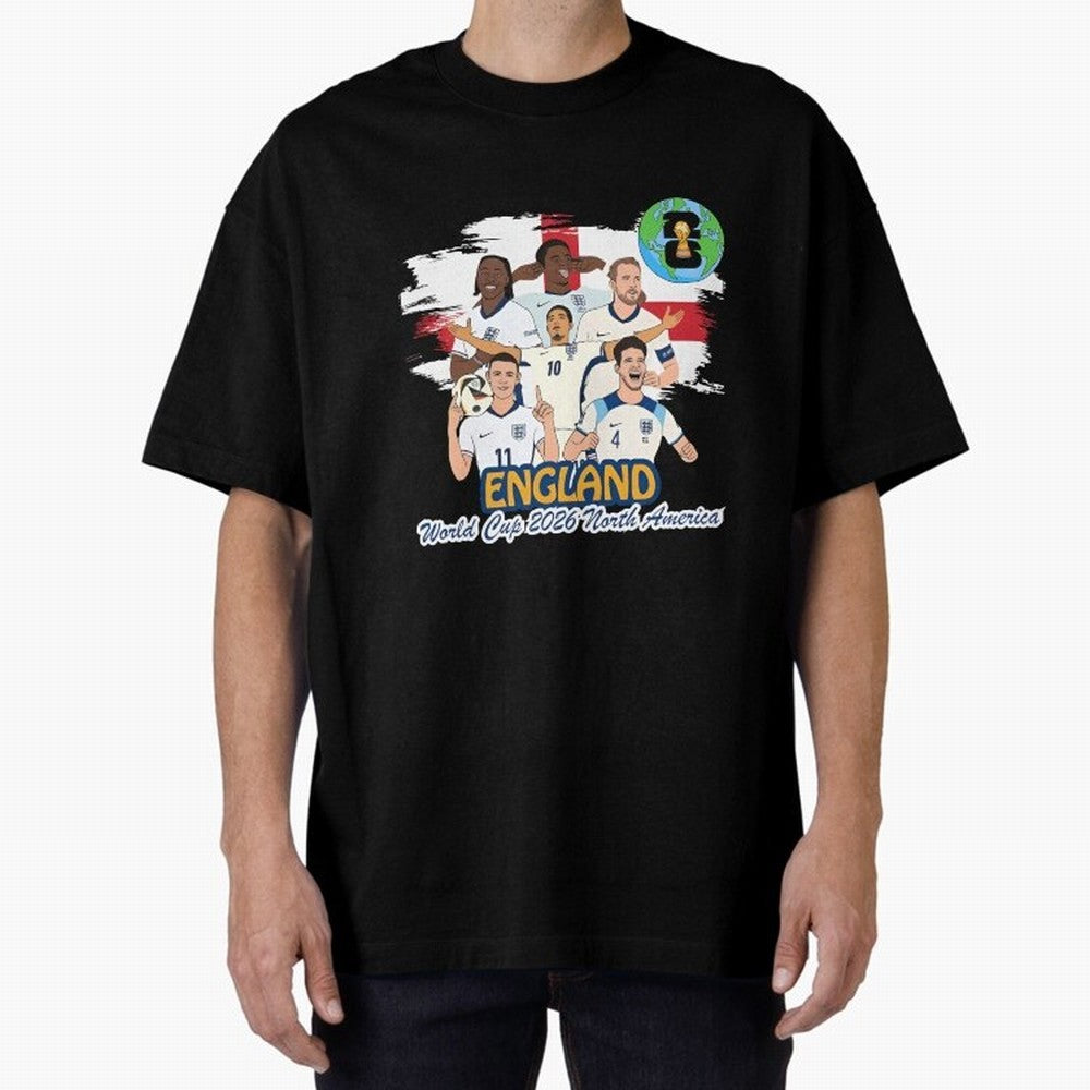 England Soccer Stars World Cup 2026 North America Oversized T-Shirt Relive the Noise and Pride of the FIFA World Cup 2026 USA Canada Mexico Journey through Neymar, Haaland and Cristiano Ronaldo Highlights, England Pride, Stadium Memories, Football