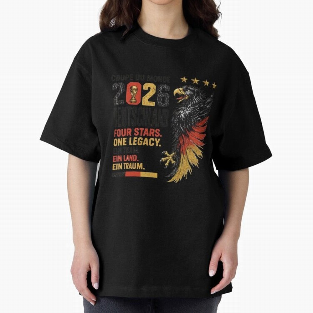 Germany Soccer World Cup 2026 Eagle Vintage Design Oversized T-Shirt Carry the Dream of the FIFA World Cup 2026 USA Canada Mexico Journey through Cristiano Ronaldo Highlights, Argentina and Brazil Pride, Worldwide Fan Energy, Dramatic Goals,
