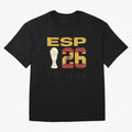 Spain Football World Cup 2026 - Vintage ESP 26 Flag Design Oversized T-Shirt Support Iconic Players in FIFA World Cup 2026 Spirit, Highlighting Netherlands, Neymar, Tournament Hype, Historic Matchups, Family Viewing Parties and Global Sports Pride;