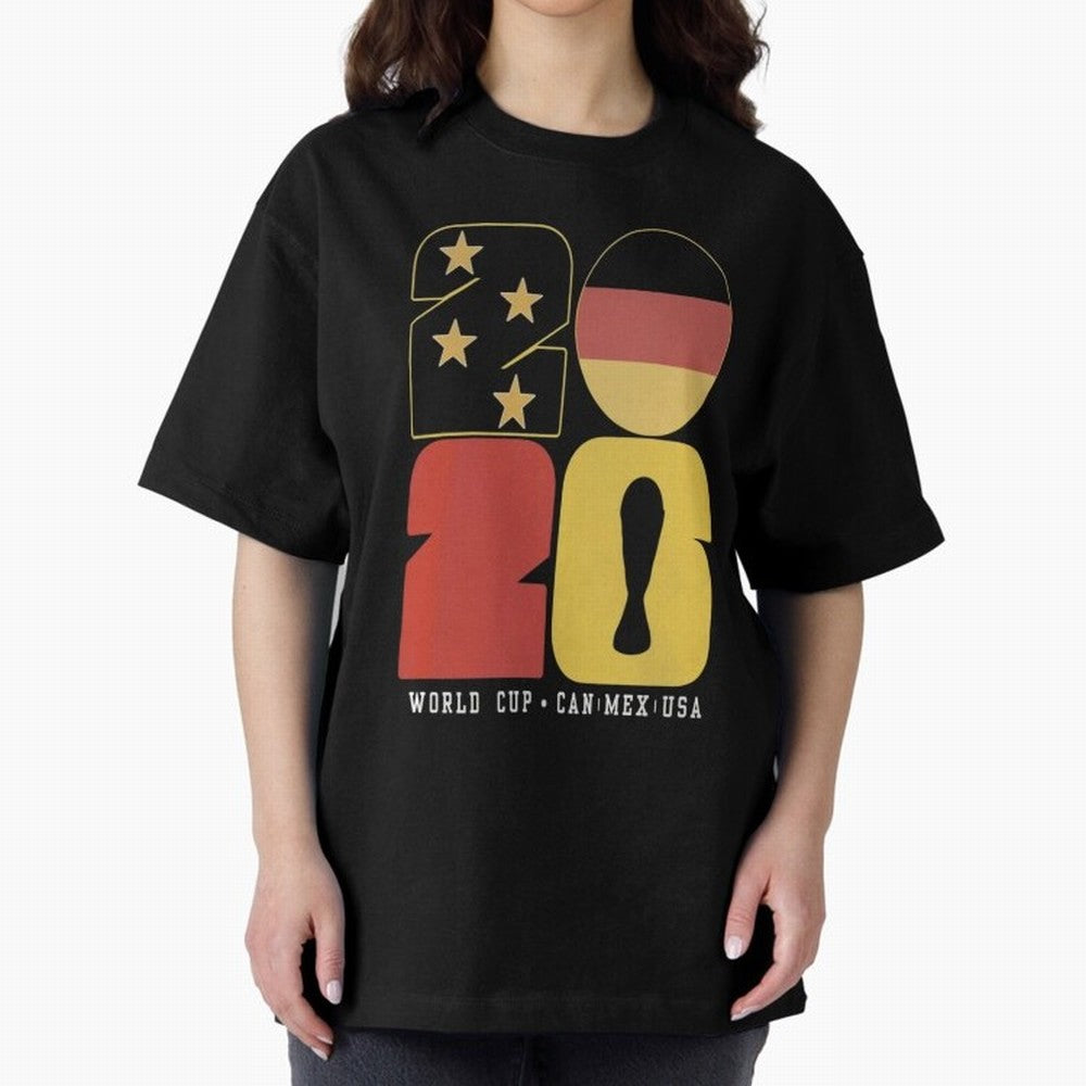 Germany Football World Cup 2026 - Die Mannschaft Retro Typography Oversized T-Shirt Relive Legendary Nights from Match Day Hype around FIFA World Cup 2026 Group Stage, Messi, CR7 and Mbappe, England, Football Festival Excitement, Trophy Ambitions,