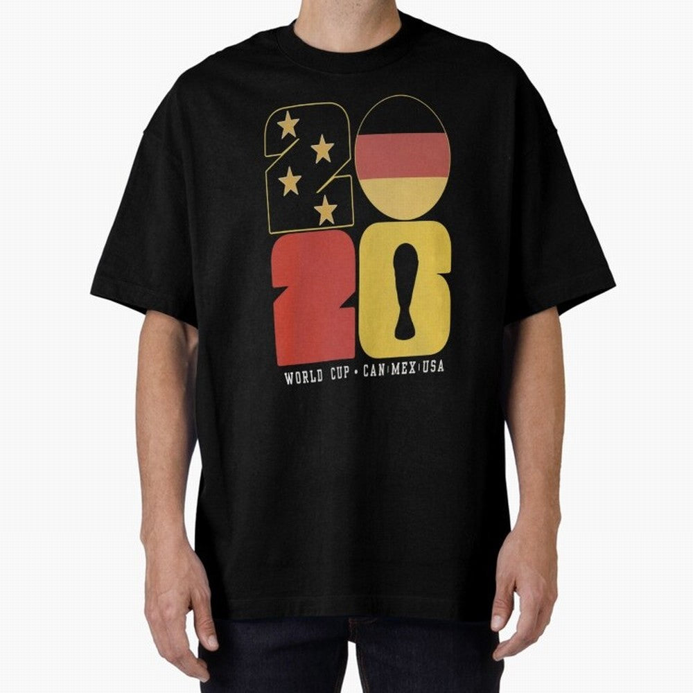 Germany Football World Cup 2026 - Die Mannschaft Retro Typography Oversized T-Shirt Relive Legendary Nights from Match Day Hype around FIFA World Cup 2026 Group Stage, Messi, CR7 and Mbappe, England, Football Festival Excitement, Trophy Ambitions,