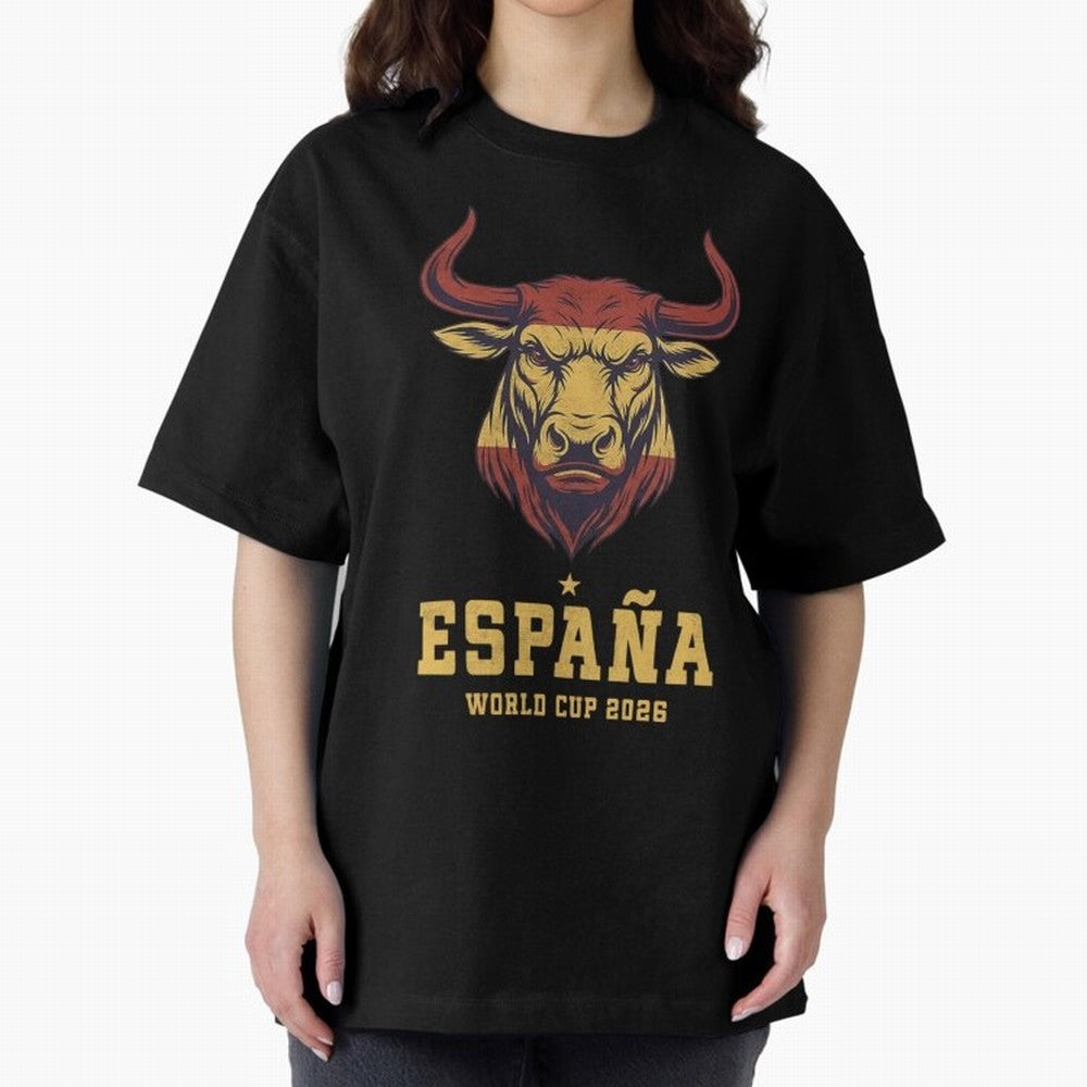 Spain Football World Cup 2026 - Vintage Spanish Bull Espa?a Oversized T-Shirt Follow the Road to FIFA World Cup 2026 Made for Haaland, England, France and Netherlands Energy, Stadium Chants, National Pride, Trophy Dreams and Unforgettable Football