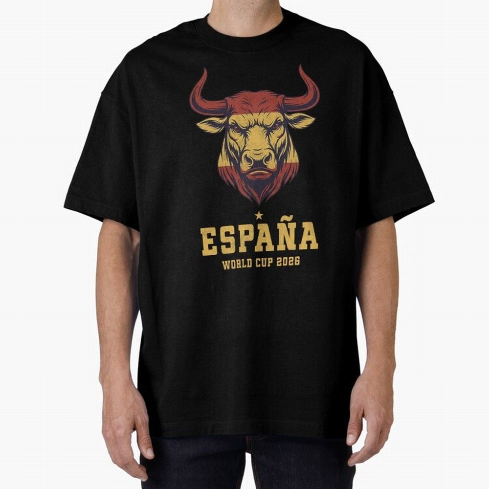 Spain Football World Cup 2026 - Vintage Spanish Bull Espa?a Oversized T-Shirt Follow the Road to FIFA World Cup 2026 Made for Haaland, England, France and Netherlands Energy, Stadium Chants, National Pride, Trophy Dreams and Unforgettable Football