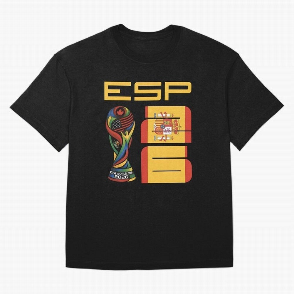 Spain Soccer World Cup 2026 Fan Art - ESP La Roja Oversized T-Shirt Experience the Global Stage of FIFA World Cup 2026 Group Stage for Fans of Messi and Cristiano Ronaldo and England, Bringing Vintage Soccer Flavor, Modern Football Stars, National