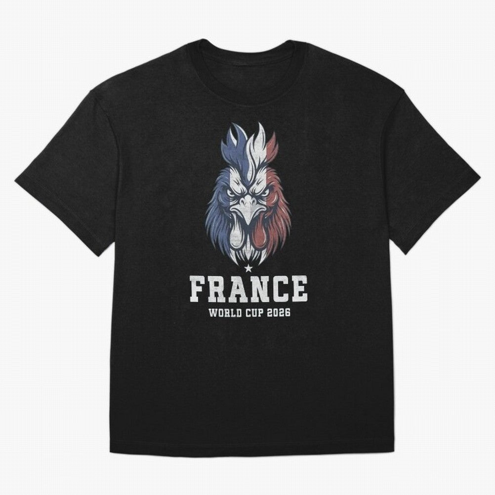 France Football World Cup 2026 Rooster Mascot Art Oversized T-Shirt Back Your Heroes with Global Football Passion for FIFA World Cup 2026, Celebrating Neymar, Netherlands, Championship Spirit, Famous Goals, Roaring Crowds and International Football