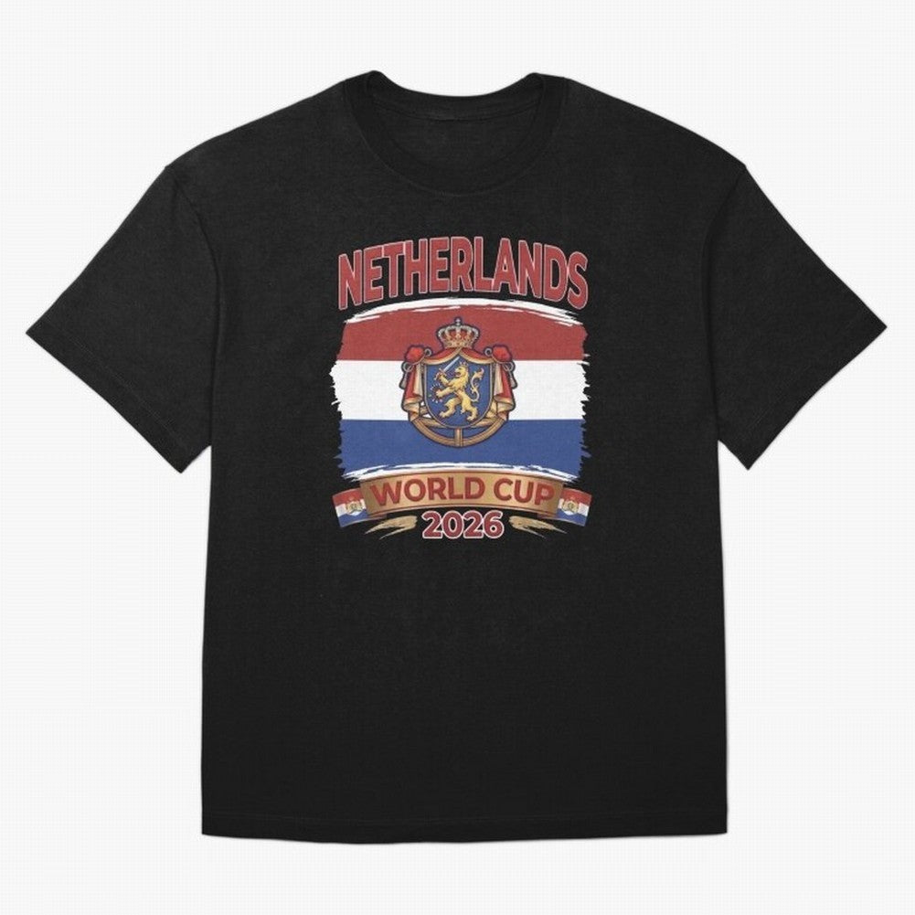 Netherlands World Cup 2026 Coat of Arms Football Design Oversized T-Shirt Show Support during FIFA World Cup 2026 Driven by Mbappe, England and Germany Energy, Game Day Rituals, Football Legends, Country Pride and the Road to the Final; Made for