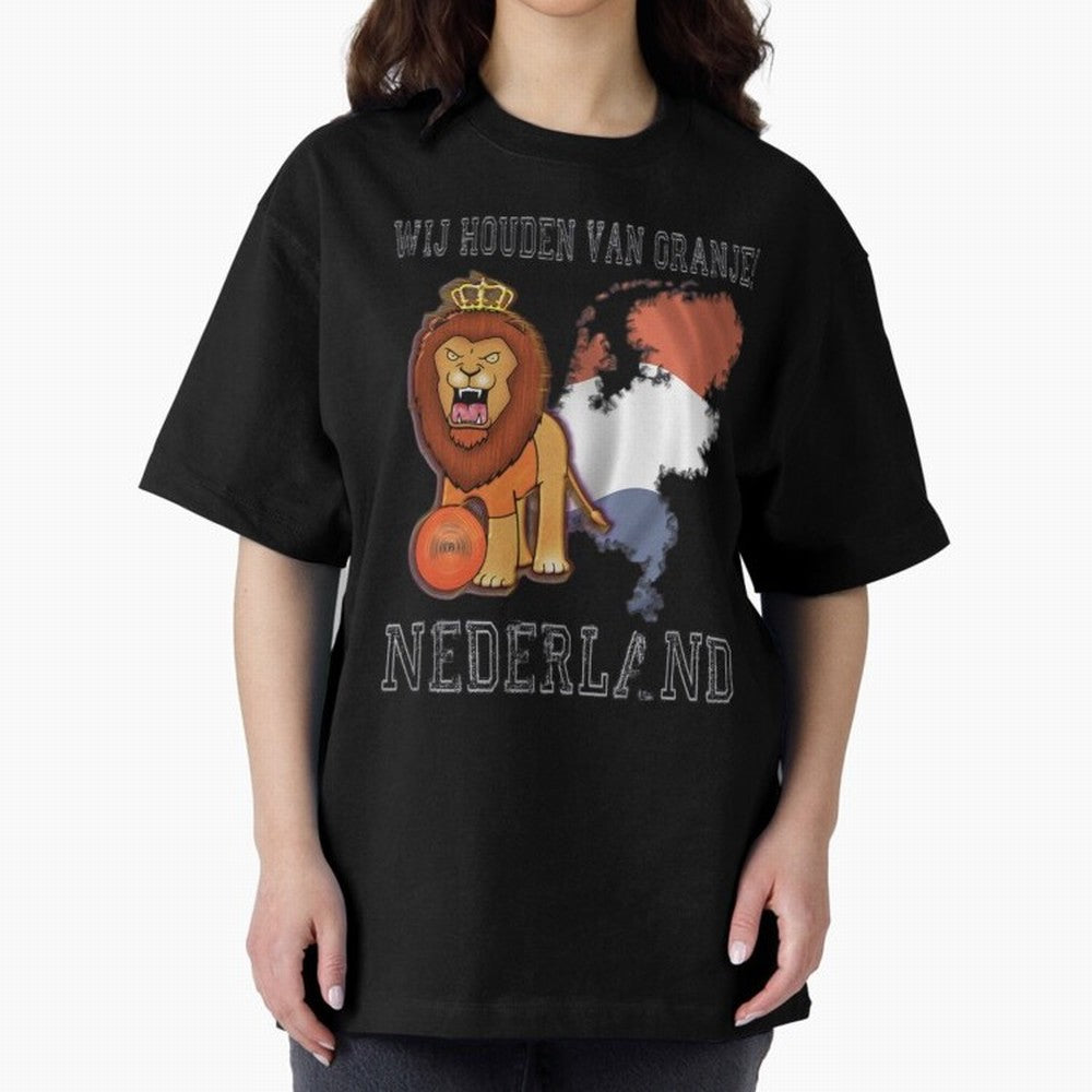 Dutch Pride Lion - Netherlands Football Fans Oranje Oversized T-Shirt Show Match Day Excitement for Global Football Passion for FIFA World Cup 2026, Connected to Haaland, Germany, Football History, Final Match Energy, Crowd Noise and Once in a