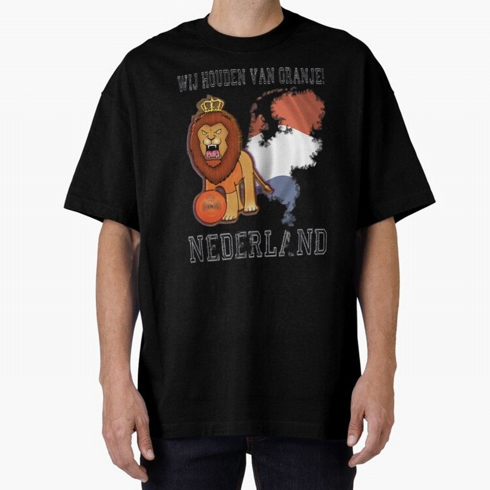Dutch Pride Lion - Netherlands Football Fans Oranje Oversized T-Shirt Show Match Day Excitement for Global Football Passion for FIFA World Cup 2026, Connected to Haaland, Germany, Football History, Final Match Energy, Crowd Noise and Once in a