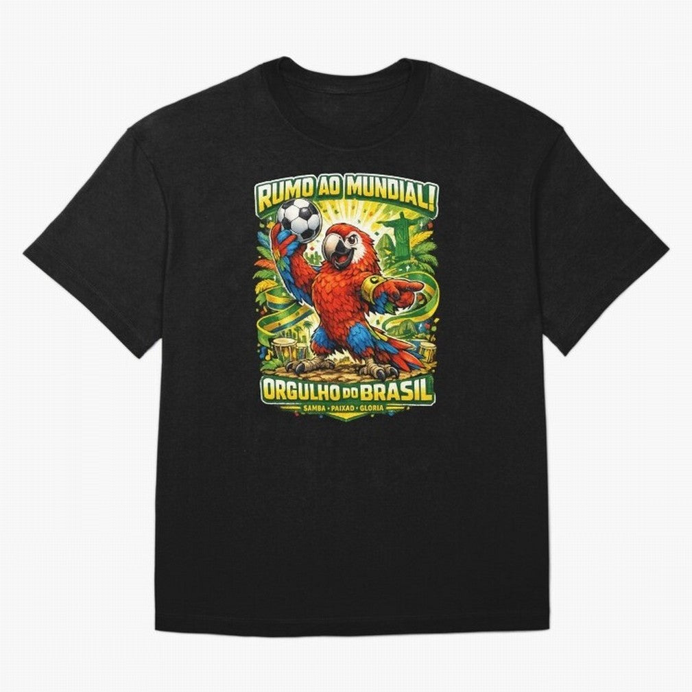 Brazil World Cup 2026 Macaw Fan Art Oversized T-Shirt Celebrate Global Passion for FIFA World Cup 2026 Group Stage Built around Haaland and Mbappe, Spain Energy, Stadium Chants, National Pride, Trophy Dreams and Unforgettable Football Memories;