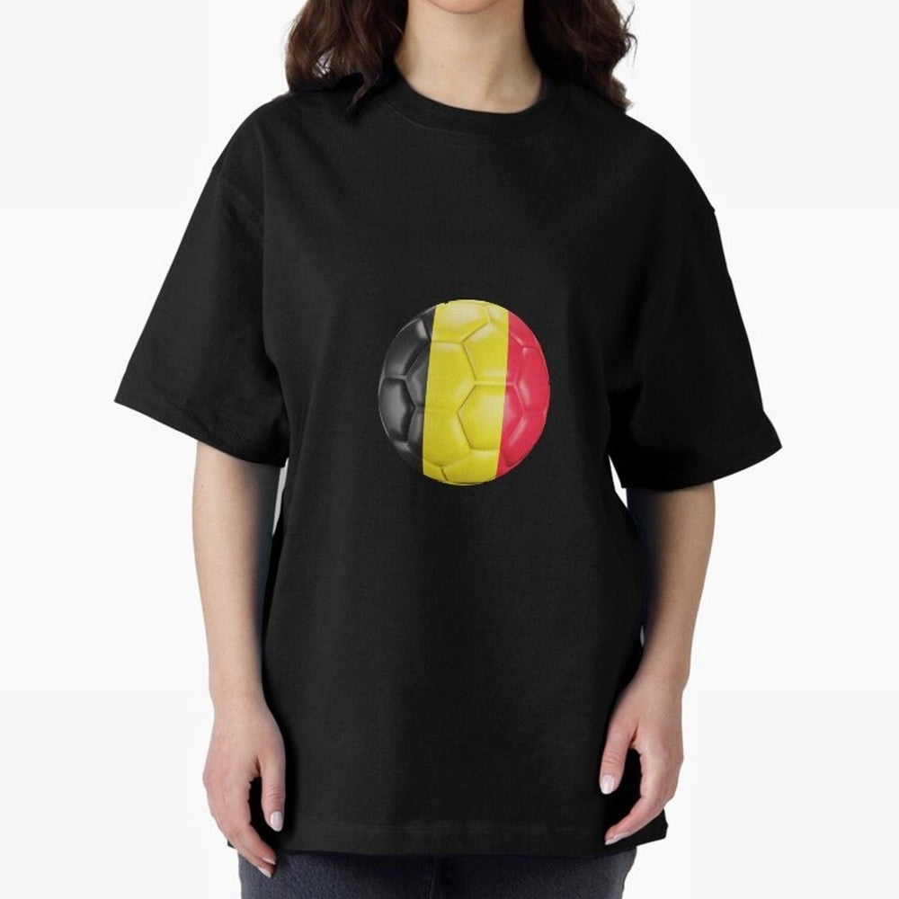 Belgium Football Ball Oversized T-Shirt Honor Football Greatness during Match Day Hype around FIFA World Cup 2026, Mbappe, Portugal, Spain and Germany, Soccer Culture, Superstar Moments, National Team Dreams and Competitive Fire; Ideal for Fans Who