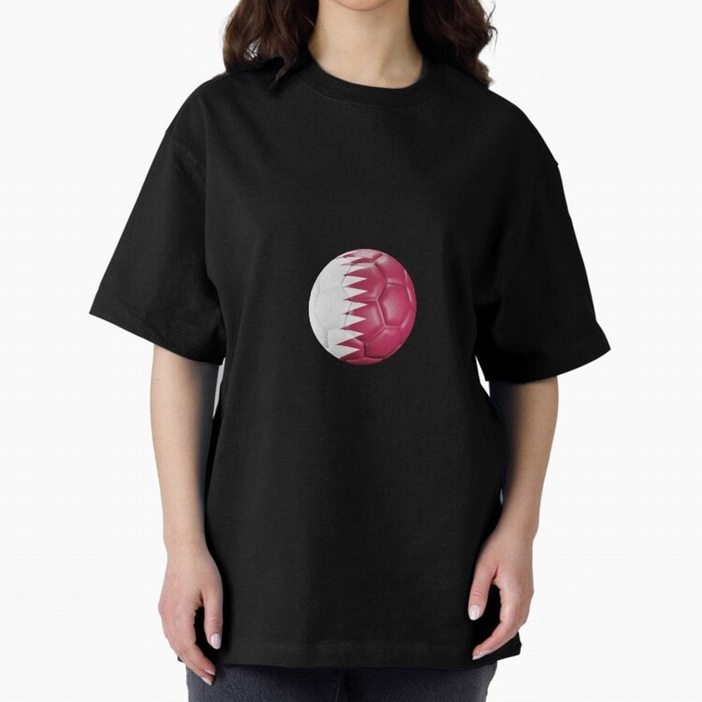 Qatar Flag Ball Oversized T-Shirt Show Up for the Glory of Global Football Passion for FIFA World Cup 2026 Group Stage, Filled with Messi, Neymar and Mbappe, Brazil, Portugal and Argentina, Soccer Culture, Superstar Moments, National Team Dreams