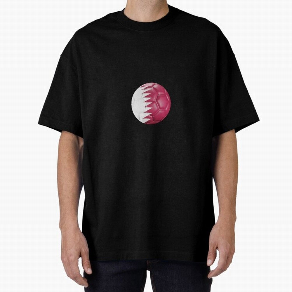 Qatar Flag Ball Oversized T-Shirt Show Up for the Glory of Global Football Passion for FIFA World Cup 2026 Group Stage, Filled with Messi, Neymar and Mbappe, Brazil, Portugal and Argentina, Soccer Culture, Superstar Moments, National Team Dreams