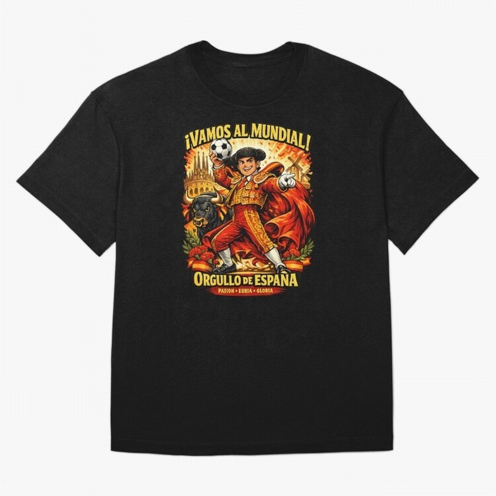 Spain World Cup 2026 Matador Fan Shirt Oversized T-Shirt Refresh Match Day Hype around FIFA World Cup 2026 USA Canada Mexico, Messi, France and Portugal, Football Festival Excitement, Trophy Ambitions, Country Rivalries and Star Player Buzz;