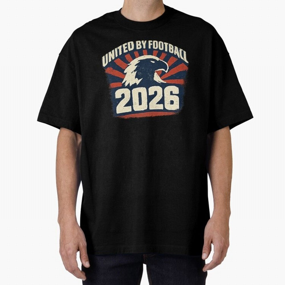 United By Football 2026 Vintage Soccer Fan USA T-Shirt Oversized T-Shirt Follow the Road to FIFA World Cup 2026 Group Stage Centered on Mbappe, England, France and Netherlands Energy, Tournament Hype, Historic Matchups, Family Viewing Parties and