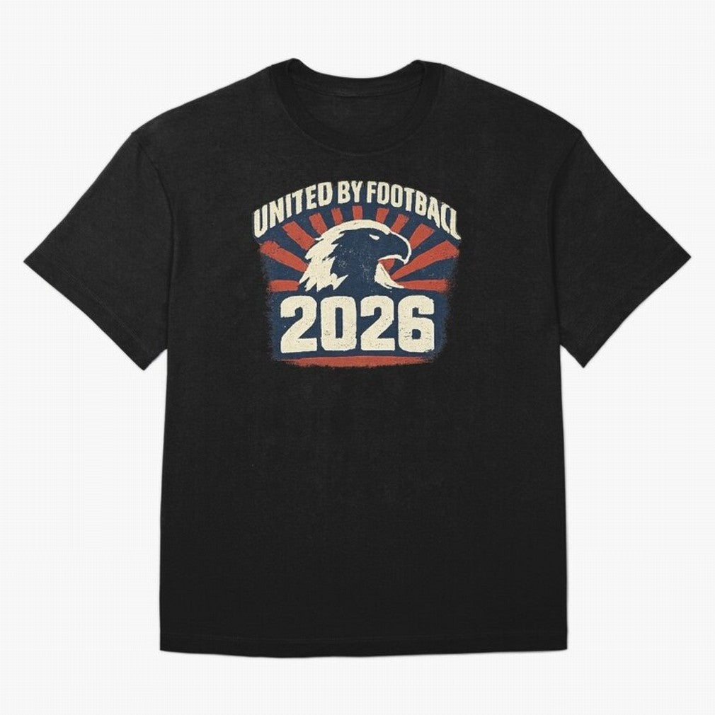 United By Football 2026 Vintage Soccer Fan USA T-Shirt Oversized T-Shirt Follow the Road to FIFA World Cup 2026 Group Stage Centered on Mbappe, England, France and Netherlands Energy, Tournament Hype, Historic Matchups, Family Viewing Parties and