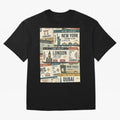 World Travel Ticket Aesthetic Collage Global City Vibes Oversized T-Shirt Represent Football Lovers during the FIFA World Cup 2026 Journey through CR7 and Messi Highlights, France and Portugal Pride, Goal Celebration Energy, Supporter Heritage,
