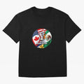 Host Trio Flags Circular Emblem Oversized T-Shirt Support the Legends of Global Football Passion for FIFA World Cup 2026 Group Stage, Centered on CR7, Portugal, Football Passion, Legendary Performances, Festival Vibes and Supporter Community; Made