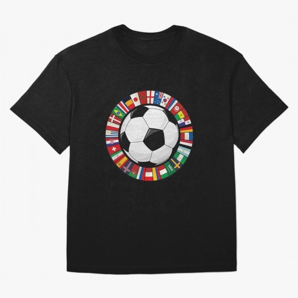 Global Nations Football Circle Art Oversized T-Shirt Bring World Football Passion into FIFA World Cup 2026 USA Canada Mexico Spirit, Made for Portugal, Spain and Germany, Messi, Global Supporter Spirit, Legendary Goals, National Colors and