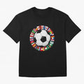 Global Nations Football Circle Art Oversized T-Shirt Bring World Football Passion into FIFA World Cup 2026 USA Canada Mexico Spirit, Made for Portugal, Spain and Germany, Messi, Global Supporter Spirit, Legendary Goals, National Colors and