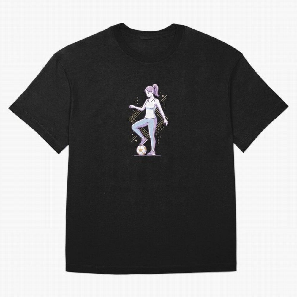 Female Soccer Player Athlete Line Art Oversized T-Shirt Honor the Football Icons of the FIFA World Cup 2026 USA Canada Mexico Journey through Neymar Highlights, Germany Pride, Sports Nostalgia, International Competition, Famous Players and