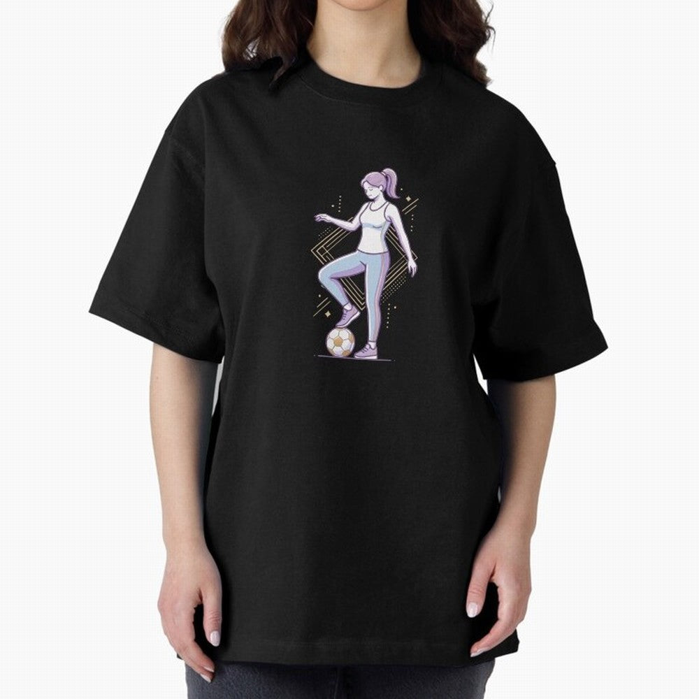 Female Soccer Player Athlete Line Art Oversized T-Shirt Honor the Football Icons of the FIFA World Cup 2026 USA Canada Mexico Journey through Neymar Highlights, Germany Pride, Sports Nostalgia, International Competition, Famous Players and