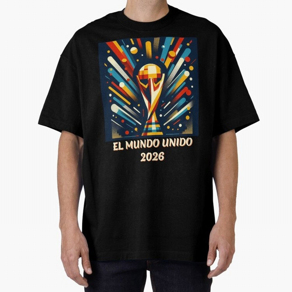 2026 World Cup The United World - Modern Geometric Art Oversized T-Shirt Keep the Match Day Mood of Global Football Passion for FIFA World Cup 2026 Group Stage, with Neymar, Haaland and Cristiano Ronaldo, England and Germany, Game Day Rituals,
