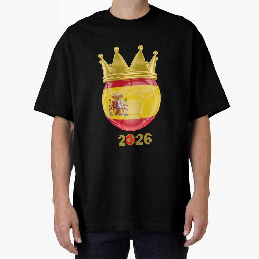 Spain Football Champion Crown 2026 Oversized T-Shirt Celebrate the Next Chapter of the FIFA World Cup 2026 Journey through Messi Highlights, Argentina Pride, Worldwide Fan Energy, Dramatic Goals, Stadium Lights and Championship Celebrations;