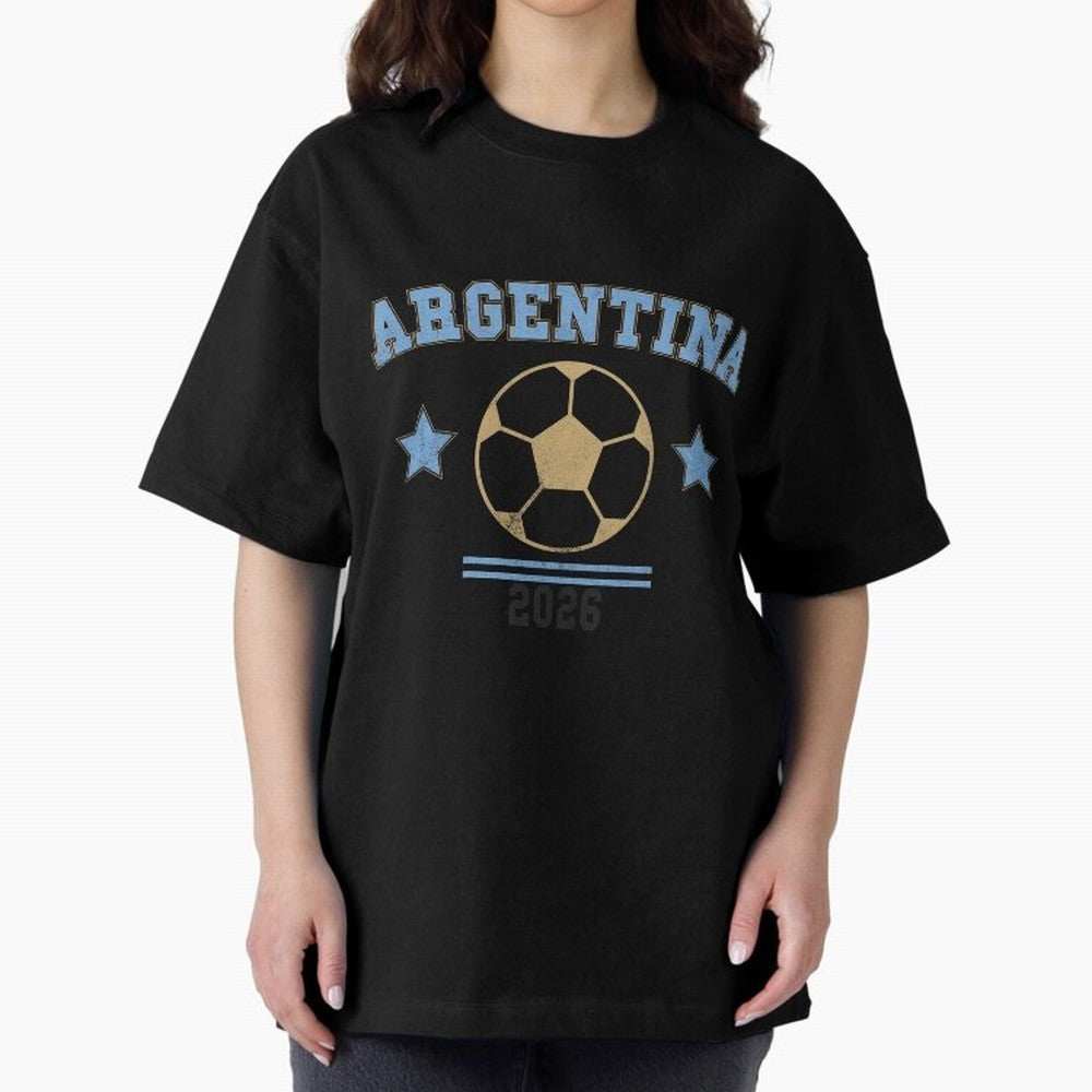 Argentina 2026 ¡ª Vintage Soccer Tee Oversized T-Shirt Feel the Roar of Match Day Hype around FIFA World Cup 2026, Messi and Cristiano Ronaldo, Argentina and Brazil, Football History, Final Match Energy, Crowd Noise and Once in a Lifetime Moments;