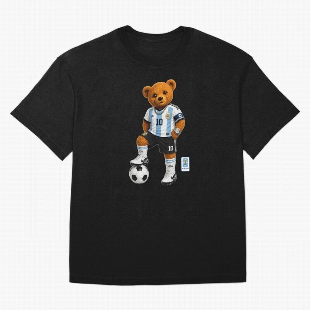 Argentina Soccer Bear World Cup Teddy Bear Oversized T-Shirt Relive the Noise and Pride of Global Football Passion for FIFA World Cup 2026 USA Canada Mexico, Driven by Messi and Cristiano Ronaldo, Portugal, Spain and Germany, Fan Favorite Moments,