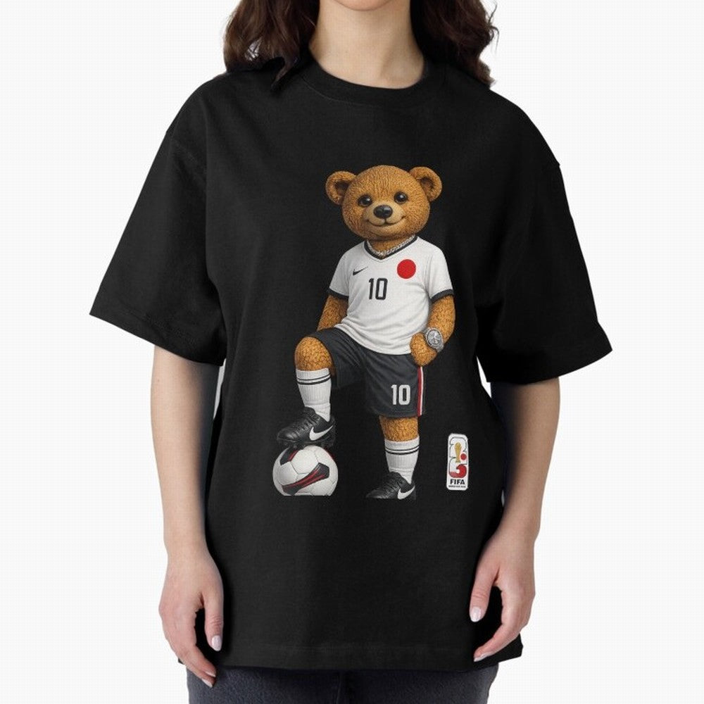 Japan Soccer Bear World Cup Teddy Bear Oversized T-Shirt Make Game Day About FIFA World Cup 2026 Group Stage for Fans of Haaland and Argentina and Brazil, Bringing Soccer Culture, Superstar Moments, National Team Dreams and Competitive Fire; Ideal