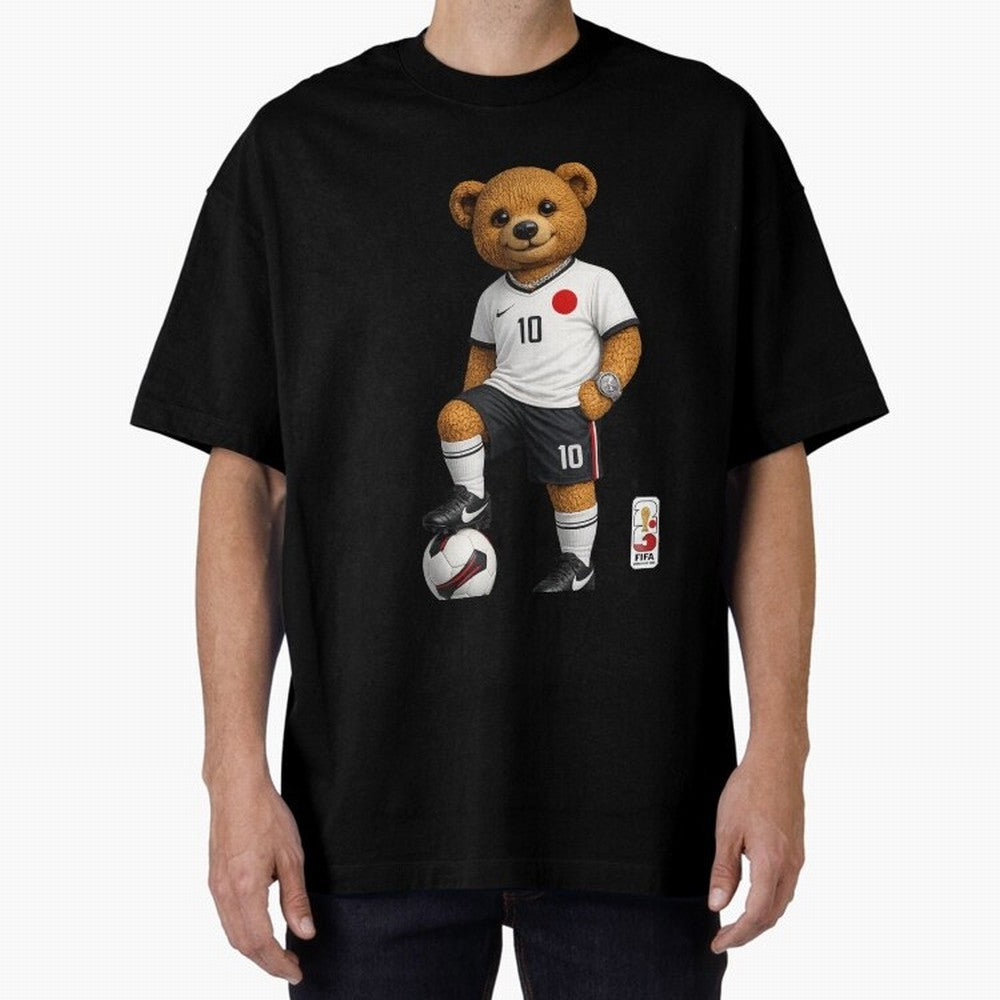 Japan Soccer Bear World Cup Teddy Bear Oversized T-Shirt Make Game Day About FIFA World Cup 2026 Group Stage for Fans of Haaland and Argentina and Brazil, Bringing Soccer Culture, Superstar Moments, National Team Dreams and Competitive Fire; Ideal
