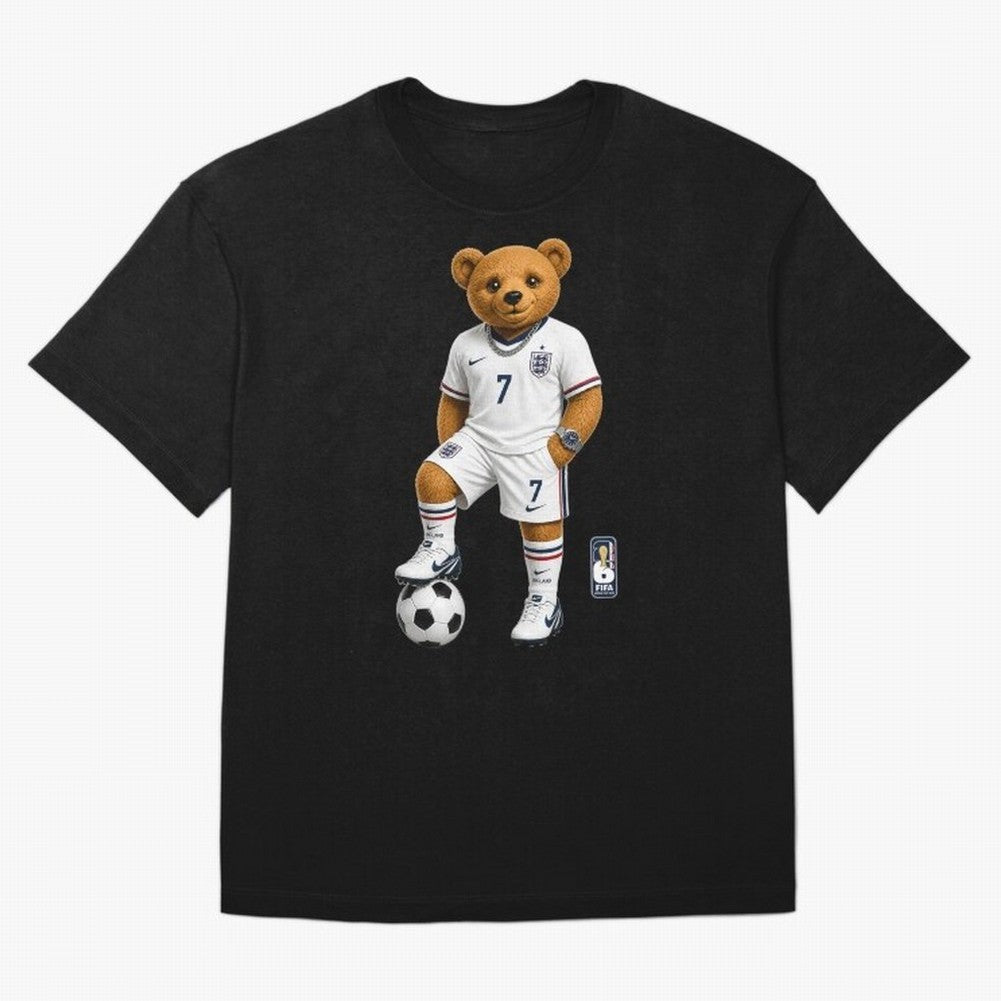 England Soccer Bear World Cup Teddy Bear Oversized T-Shirt Fuel the Hype around the FIFA World Cup 2026 Group Stage Journey through Cristiano Ronaldo Highlights, Spain Pride, Retro Football Energy, Iconic Rivalries, Trophy Chase Drama and Stadium