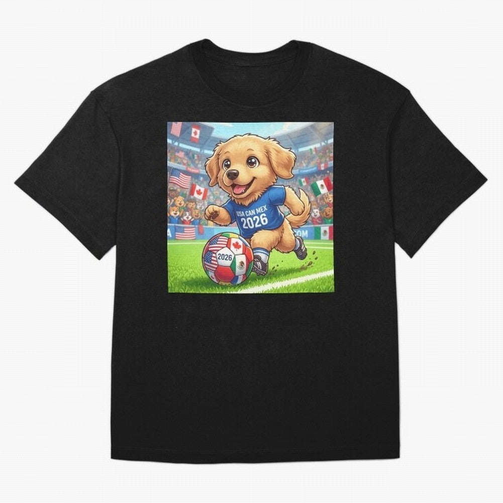 Golden Retriever Soccer Champ - World Cup 2026 Spirit Oversized T-Shirt Make Every Kick Count in Match Day Hype around FIFA World Cup 2026 Group Stage, Neymar, Haaland and Cristiano Ronaldo, Argentina, France and Brazil, Tournament Hype, Historic