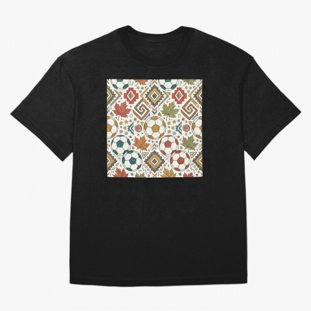 2026 World Cup Unity: Aztec & Maple Soccer Pattern Oversized T-Shirt Treasure Match Day Hype around FIFA World Cup 2026, Haaland, England, France and Netherlands, Match Day Excitement, Supporter Culture, Golden Goals and Global Football Passion;