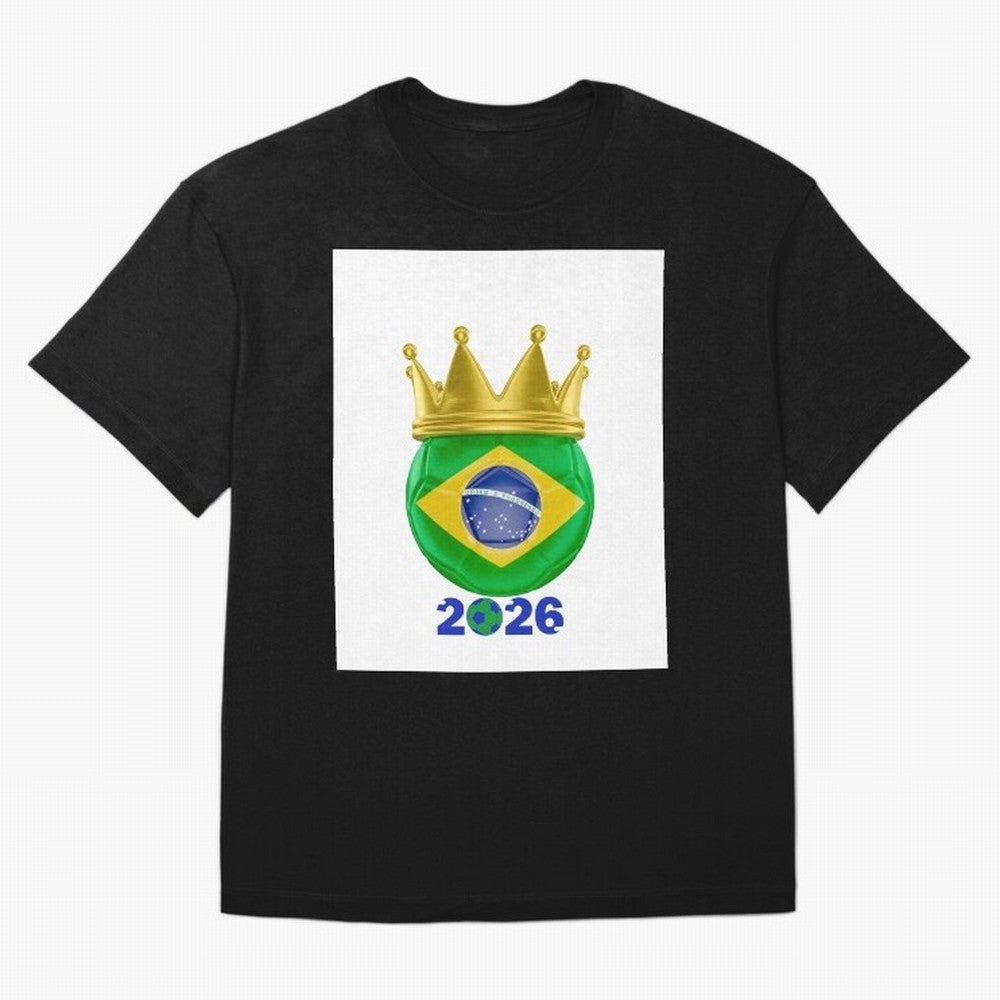 Brazil Football Champion Crown 2026 Oversized T-Shirt Join FIFA World Cup 2026 USA Canada Mexico Spirit, Driven by Germany, Messi, Neymar and Mbappe, Soccer Culture, Superstar Moments, National Team Dreams and Competitive Fire; Perfect for