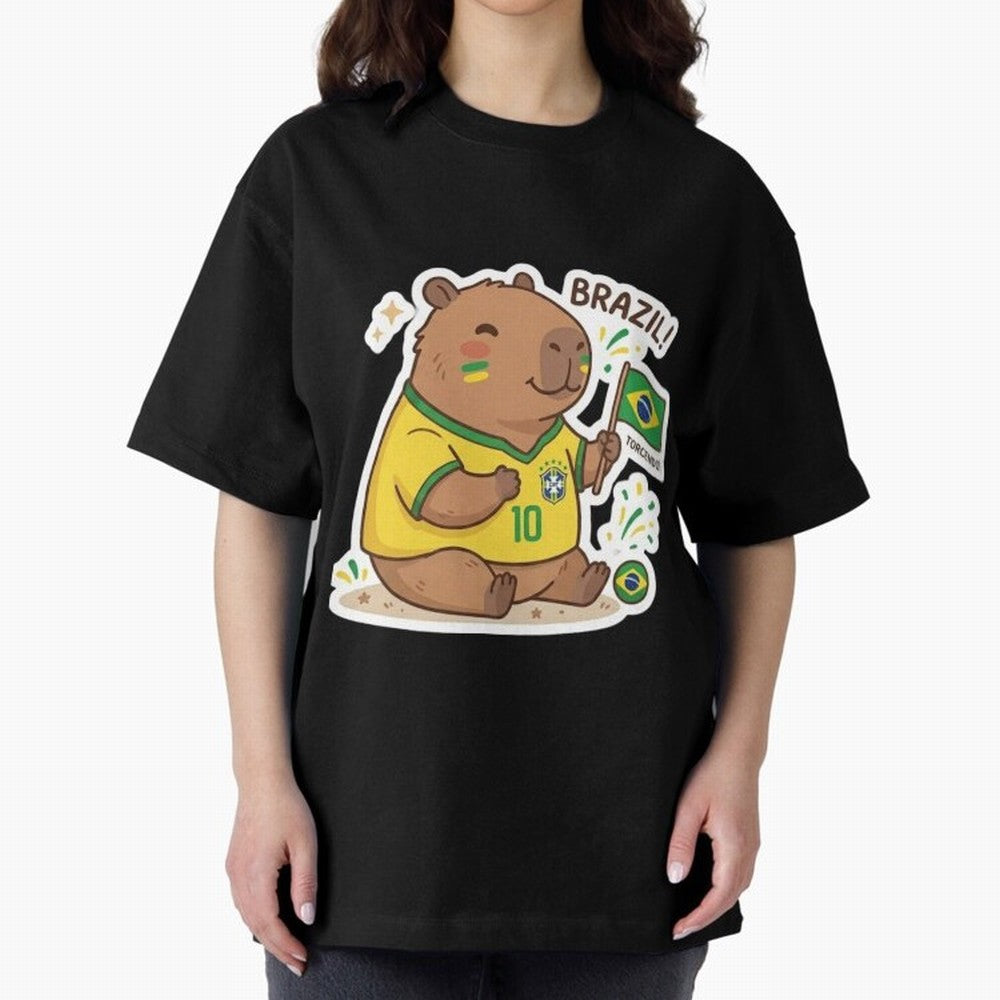 Capivara Torcedora Oversized T-Shirt Show Your Tournament Heart for FIFA World Cup 2026 Spirit, Centered on Netherlands, Mbappe, Football History, Final Match Energy, Crowd Noise and Once in a Lifetime Moments; Ideal for Passionate Fans Who Love