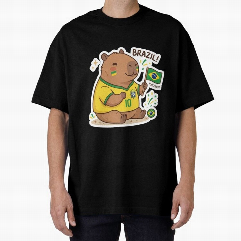 Capivara Torcedora Oversized T-Shirt Show Your Tournament Heart for FIFA World Cup 2026 Spirit, Centered on Netherlands, Mbappe, Football History, Final Match Energy, Crowd Noise and Once in a Lifetime Moments; Ideal for Passionate Fans Who Love