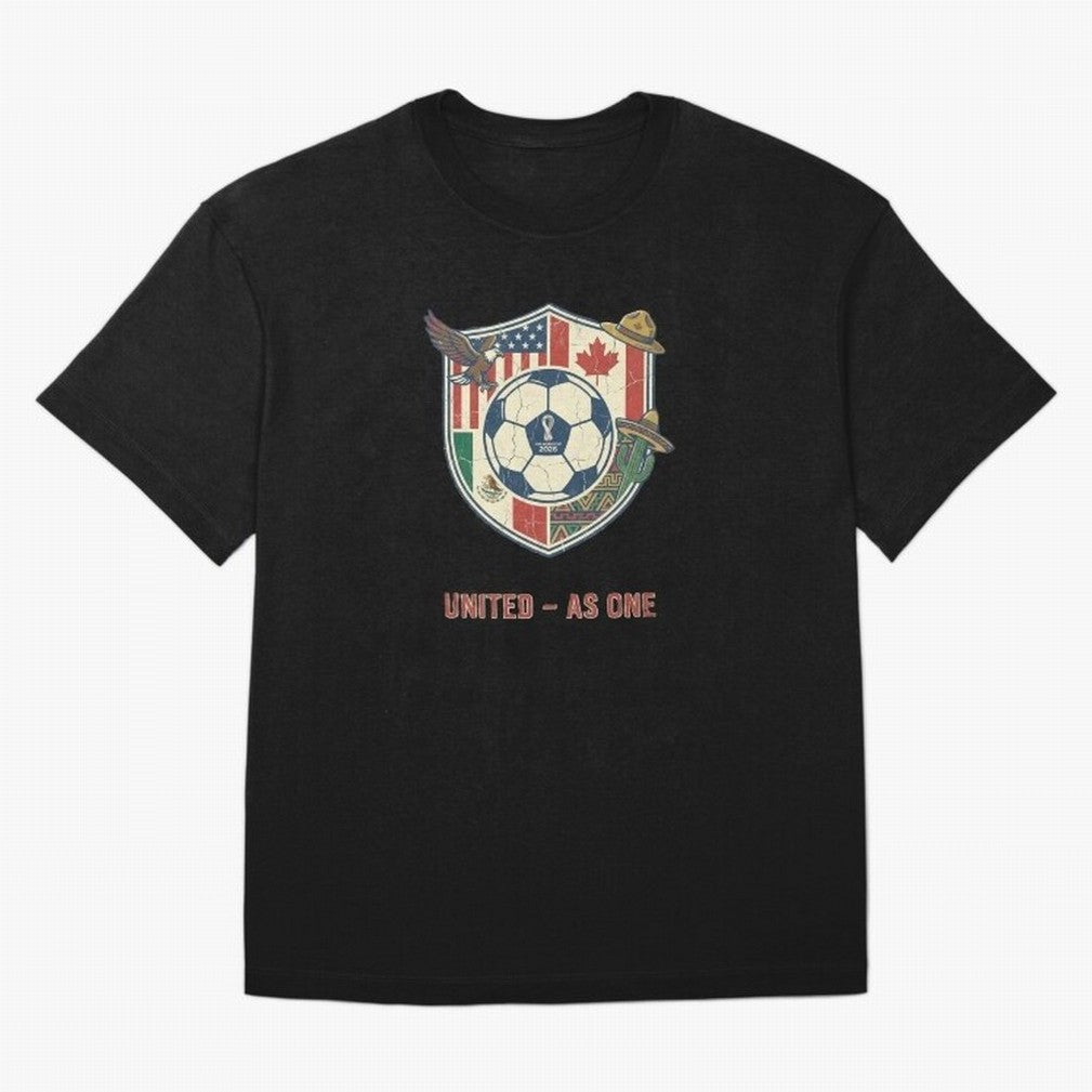 North America United Soccer 2026 Vintage Crest Oversized T-Shirt Bring Home FIFA World Cup 2026 for Fans of Messi, CR7 and Mbappe and France and Portugal, Bringing Worldwide Fan Energy, Dramatic Goals, Stadium Lights and Championship Celebrations;
