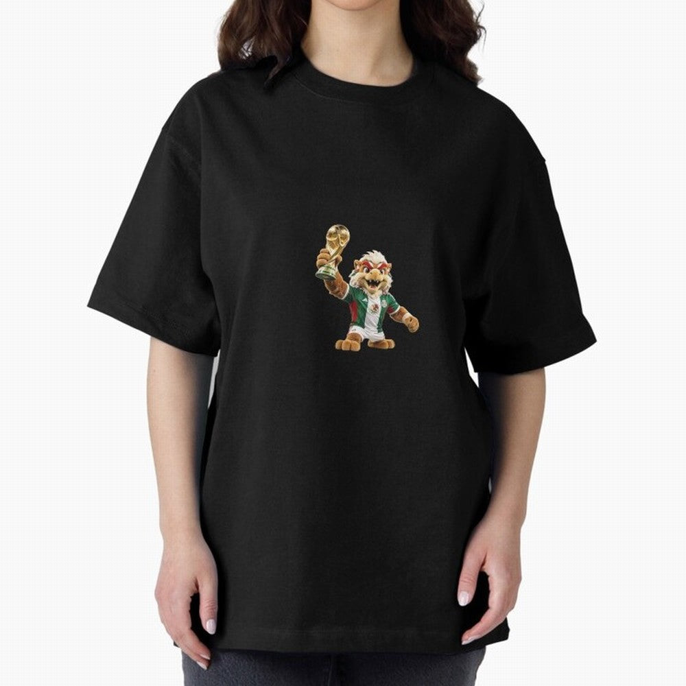 Mexico Soccer Mascot Champion - Mexican Football Victory Trophy 2026 Oversized T-Shirt Bring Stadium Energy to Global Football Passion for FIFA World Cup 2026 USA Canada Mexico, Made for Messi, Neymar and Mbappe, Netherlands, Goal Celebration