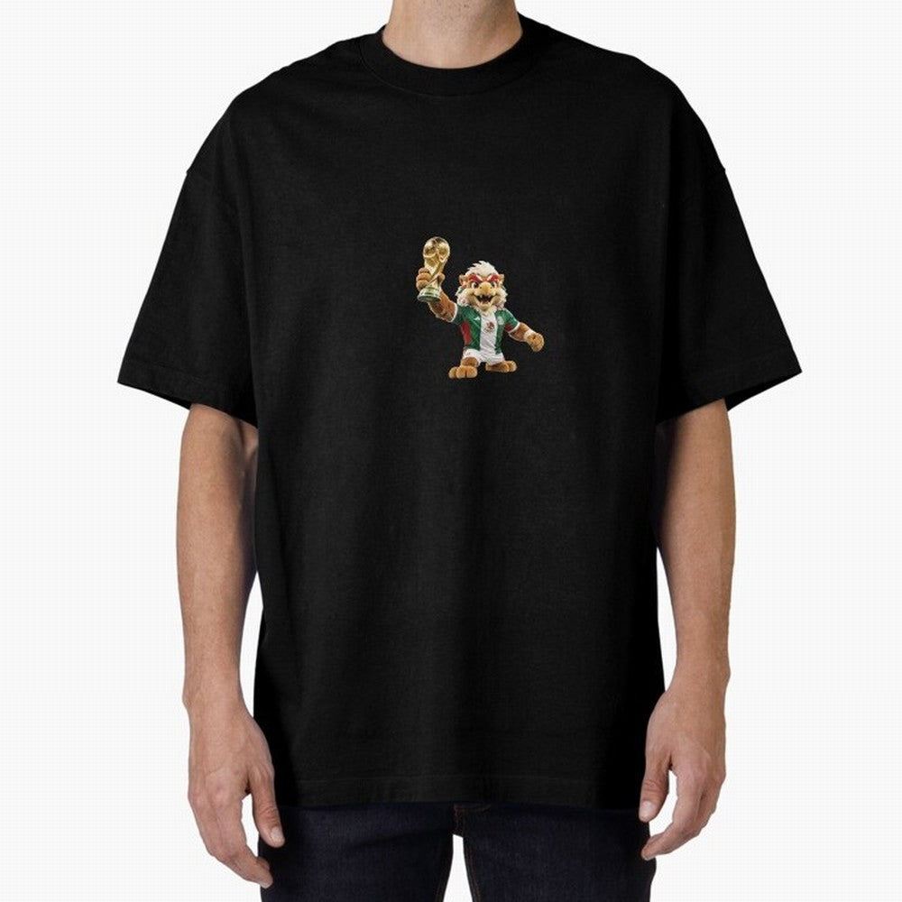 Mexico Soccer Mascot Champion - Mexican Football Victory Trophy 2026 Oversized T-Shirt Bring Stadium Energy to Global Football Passion for FIFA World Cup 2026 USA Canada Mexico, Made for Messi, Neymar and Mbappe, Netherlands, Goal Celebration