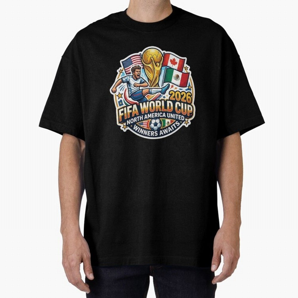 FIFA World Cup 2026 North America United Oversized T-Shirt Make Memories around Global Football Passion for FIFA World Cup 2026, Made for CR7, Netherlands, Game Day Rituals, Football Legends, Country Pride and the Road to the Final; Created for