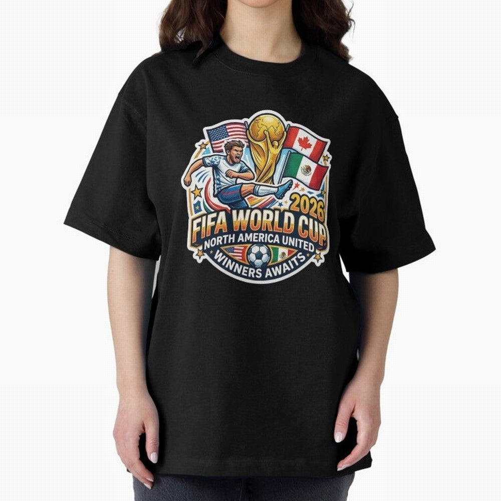 FIFA World Cup 2026 North America United Oversized T-Shirt Make Memories around Global Football Passion for FIFA World Cup 2026, Made for CR7, Netherlands, Game Day Rituals, Football Legends, Country Pride and the Road to the Final; Created for