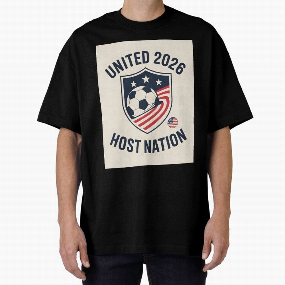 United 2026 USA World Cup Host Nation Soccer Crest T-Shirt Oversized T-Shirt Celebrate the Road through Match Day Hype around FIFA World Cup 2026 Group Stage, Messi, Neymar and Mbappe, Spain, Classic Soccer Heritage, Championship Pressure, Fan