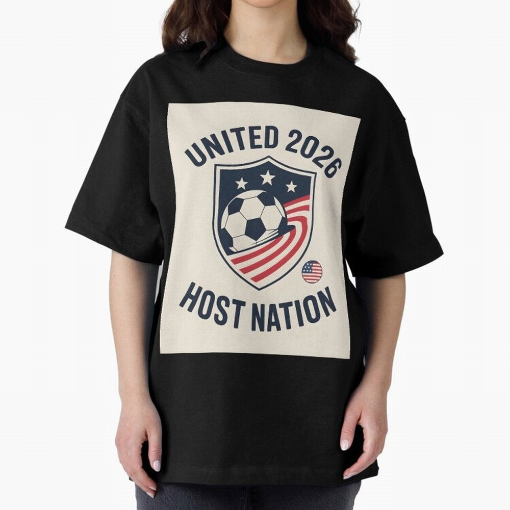 United 2026 USA World Cup Host Nation Soccer Crest T-Shirt Oversized T-Shirt Celebrate the Road through Match Day Hype around FIFA World Cup 2026 Group Stage, Messi, Neymar and Mbappe, Spain, Classic Soccer Heritage, Championship Pressure, Fan