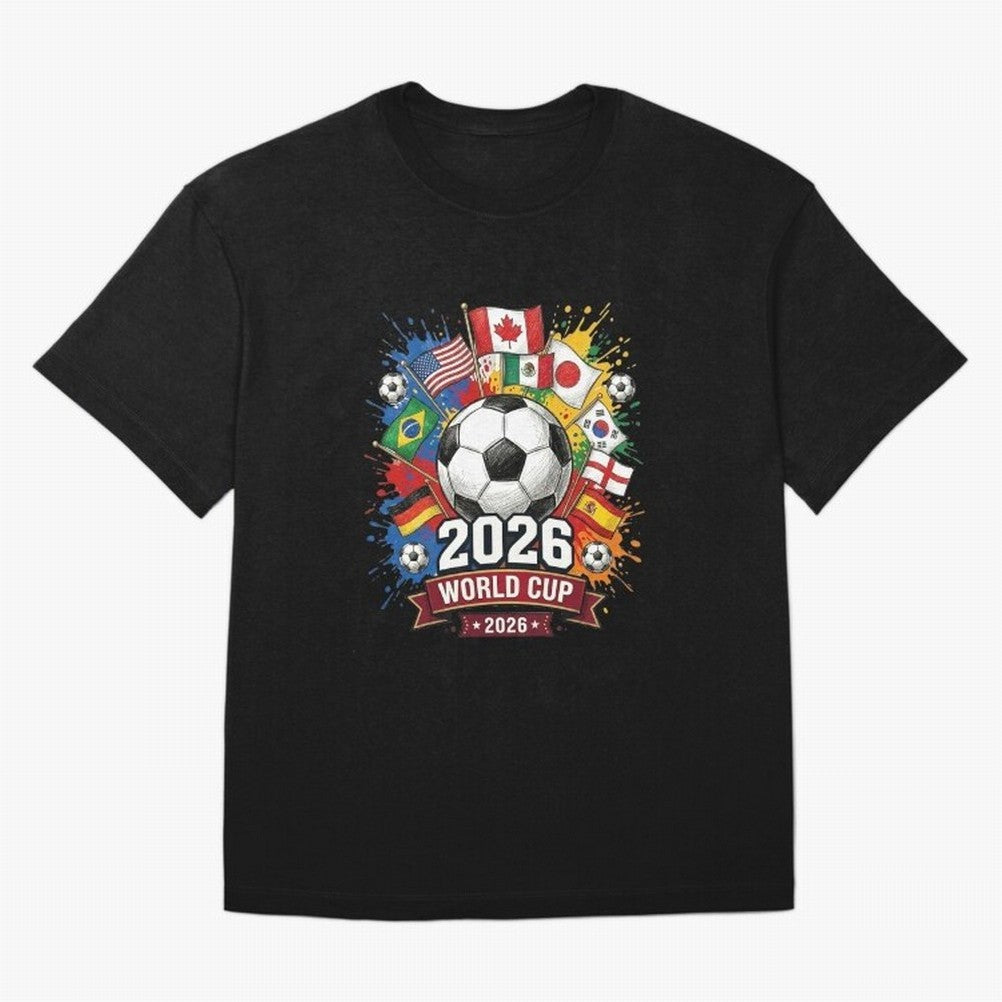 2026 World Cup Soccer Flags Graphic Oversized T-Shirt Capture Stadium Memories from the FIFA World Cup 2026 Group Stage Journey through Neymar Highlights, Portugal, Spain and Germany Pride, Soccer Culture, Superstar Moments, National Team Dreams