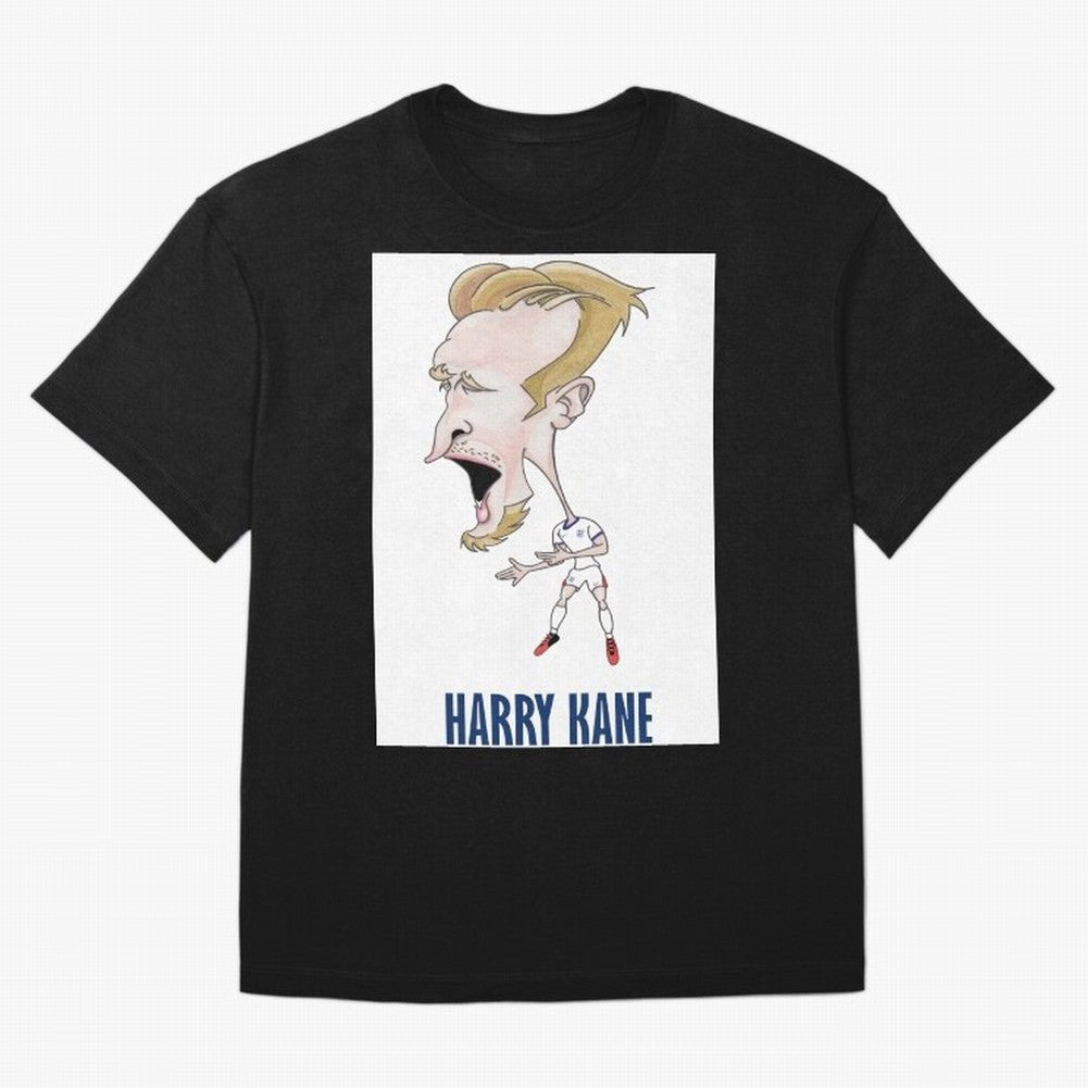 Harry Kane Caricature Print Oversized T-Shirt Celebrate Football Heritage in Global Football Passion for FIFA World Cup 2026 Group Stage, Centered on CR7 and Messi, Argentina, France and Brazil, Football History, Final Match Energy, Crowd Noise and
