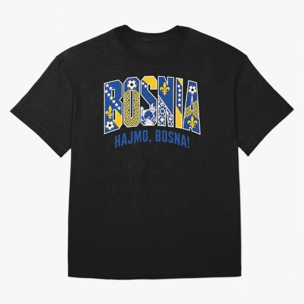 Bosnia Hajmo Bosna Football Soccer Fan Bosnian Supporter Flag Oversized T-Shirt Show Passion for the Stars of FIFA World Cup 2026 USA Canada Mexico for Fans of CR7 and Messi and England, Bringing Football Passion, Legendary Performances, Festival