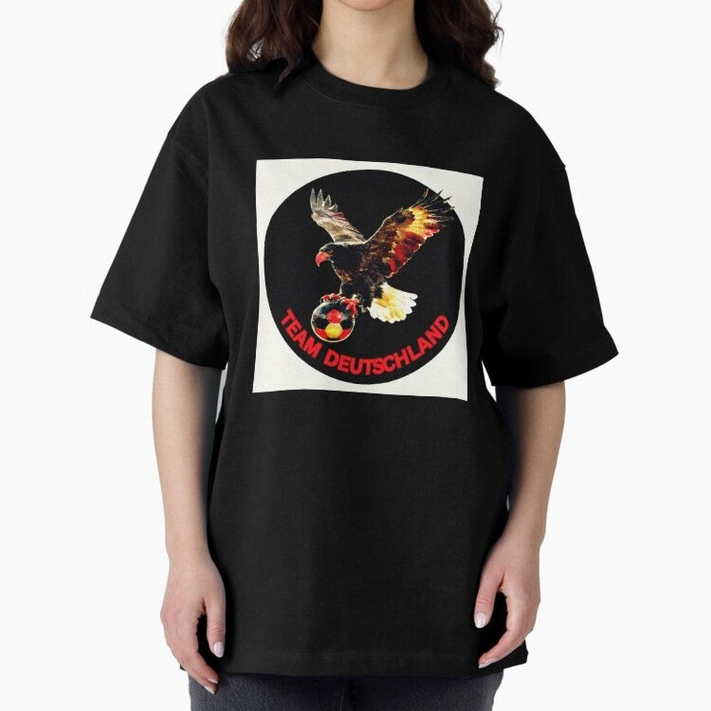 Eagle motif TEAM Germany Oversized T-Shirt Support the Legends of Global Football Passion for FIFA World Cup 2026, Inspired by CR7, Spain, Football Festival Excitement, Trophy Ambitions, Country Rivalries and Star Player Buzz; Built for Supporters